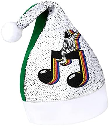 חלל אסטרונאוט מוסיקלי הערה מצחיק חג המולד כובע נצנצים סנטה קלאוס כובעי גברים נשים חג המולד מסיבת חג קישוטים