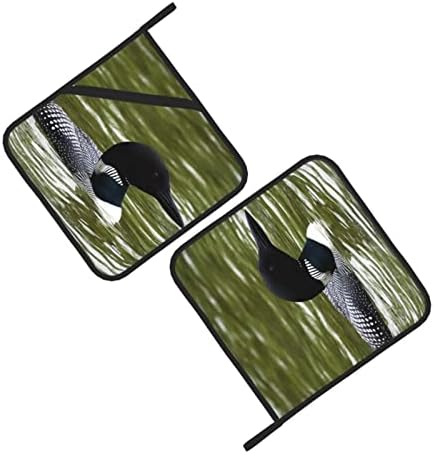 LOON Nature Birds Holder Pader Pads: מחזיק סיר עמיד בחום עמיד בחום של 2 לבישול ברביקיו ואפייה של מיקרוגל