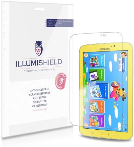 מגן מסך Illumishield התואם ל- Samsung Galaxy Tab 3 ילדים ברורים HD Shield אנטי-בועות וסרט חיית מחמד נגד אצבע
