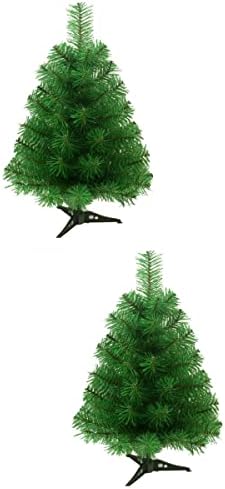 2 יחידות 60 סמ עץ חג מולד מלאכותי עם בסיס מחזיק עמדות פלסטיק למסיבות בית חג המולד דקורטיון (ירוק