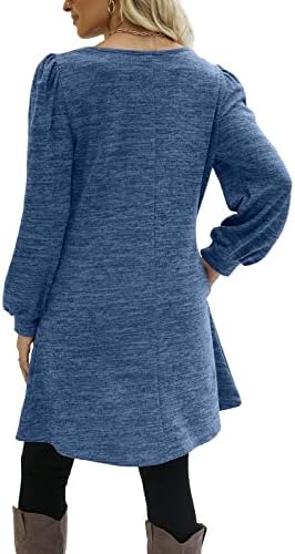 שמלת סוודר נוקמופו לנשים נשים אופנה צוואר עגול כפתור בצבע אחיד כפתור שרוול ארוך שמלה רופפת מזדמנת