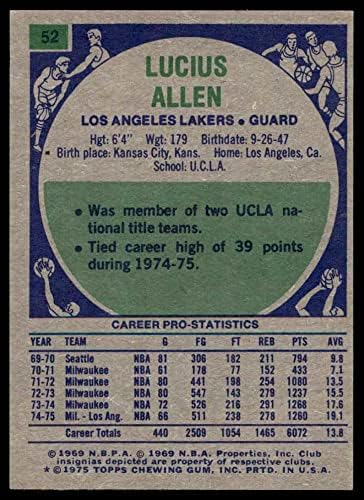 1975 Topps 52 לוציוס אלן לוס אנג'לס לייקרס לשעבר לייקרס UCLA