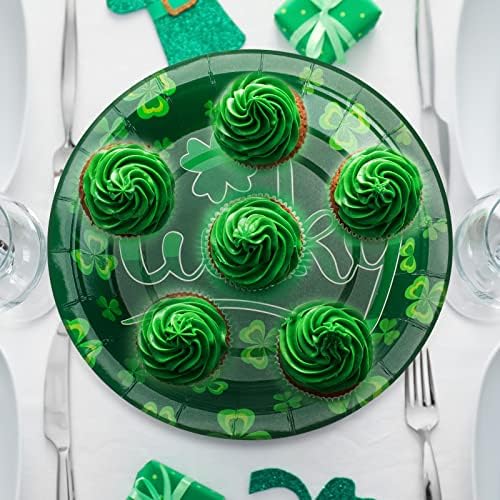 Zopeal 80 Pieces St. Patrick's Day's Faeset של צלחות נייר, 7 אינץ 'שומרי מזל טוב פסחא שמח צלחות חד פעמיות צלחות למסיבות ביצה צלחות כלי אוכל צלחות ארוחת ערב דקורטיביות לציוד למסיבות