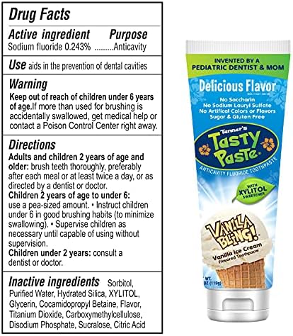 הדבק טעים של טאנר וניל בלינג - משחת שיניים לילדים נגד פלואוריד נגד משחת שיניים בטעם וניל אפקטיבי לילדים