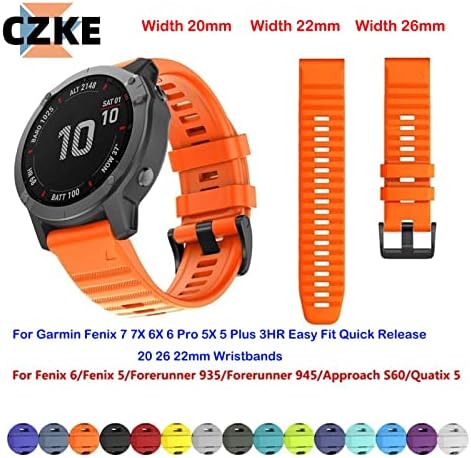 פס שעון חכם של NFRFK Silicone עבור Garmin Fenix ​​7 7x 7S 6x 6 Pro 5x 5 Plus 3HR בכושר קל שחרור מהיר 20 26 22 ממ רצועות יד