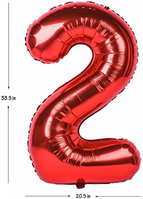 מספר אדום של 40 אינץ 'בלונים בלון יום הולדת בלון 0-9 קישוטי מילאר של מספר 2