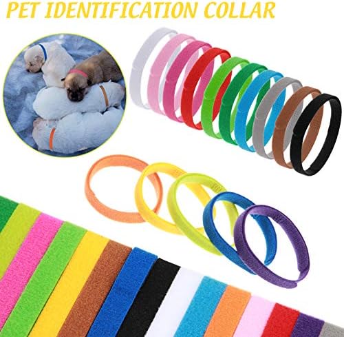60 חלקים צווארוני גור גור רב-צבעוני יילודים גורים זה מזהים צווארוני גורים רכים לשימוש חוזר צווארוני גור רך כפול-צדדי מתכווננים לחתול כלב חיות מחמד שזה עתה נולד, 15 צבעים