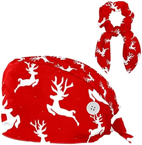 צבי חג המולד רקע אדום -01 כובעי כובעי בופנט מתכווננים כובעים עובדים עם שיער קשת משופש