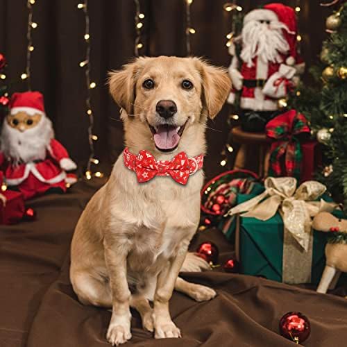 עניבת פרפר חגיגית חגיגית צווארון כלבים מתכווננת עניבת פרפר צווארון כלבים לחג המולד עם עניבת פרפר נשלפת חומר כותנה נוחה רך אבזם מתכת מאובט