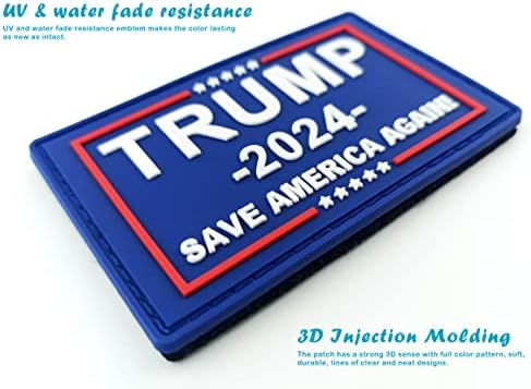 QQSD טראמפ 2024 טלאי דגל שמור אמריקאי שוב טלאי טקטי - טלאי אטב וו של PVC, 2 חבילה