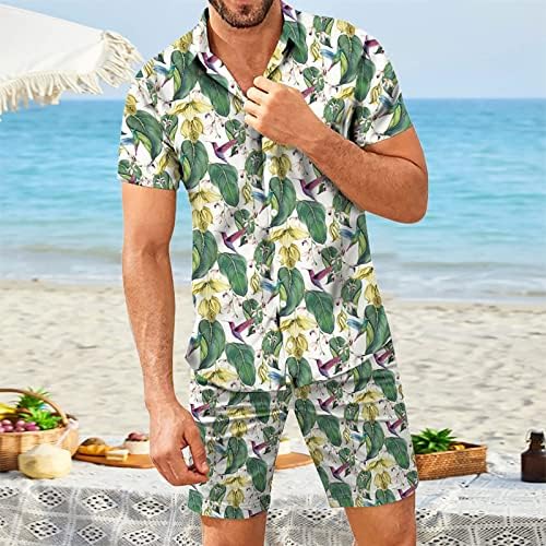 תלבושות גברים מגדירים שרוול קצר אביב אביב קיץ מודפס מזדמן חולצה מזדמנים מכוננים מכופתרים חוף גברים