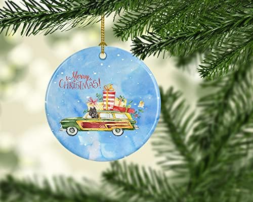 אוצרות קרוליין CK2398CO1 חג מולד שמח בובייה דה פלנדרס קישוט קרמיקה, קישוטים לעץ חג המולד, קישוט תלוי לחג המולד, חג, מסיבה, מתנה,