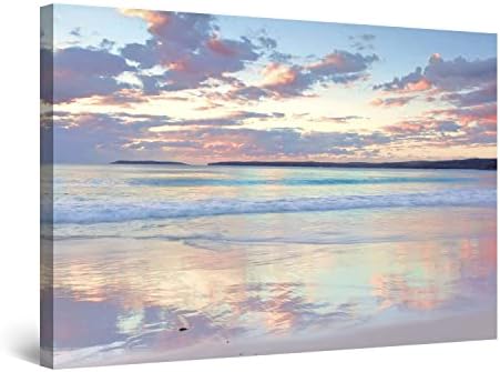 StartOnight Wall Art Canvas Daydream Serenity Beach, תמונת נוף סוריאליסטית מים לחדר שינה ממוסגר 24X36 אינץ '