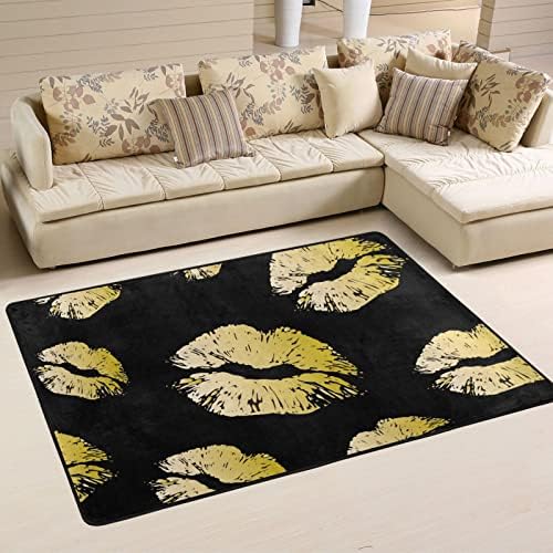 שטיח אזור רך גדול שחור שחור זהוב משתלת שטיח פליימט שטיח לילדים משחק חדר שינה חדר סלון 4 'x 6', שטיח תפאורה ביתית