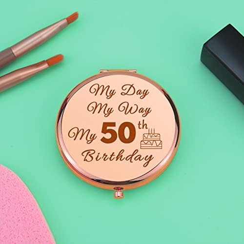 50 יום הולדת מתנות לנשים 50 שנים יום הולדת מתנות רעיונות קומפקטי איפור מראה עבור אמא אשתו חבר מתקפל איפור מראה עבור סבתא דודה שמח 50 יום הולדת מתנה עבור נשים