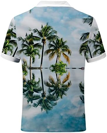 UBST 2022 חולצות פולו חדשות לגברים, קיץ שרוול קצר צוואר צוואר צוואר צווארון הוואי הדפס הטרופי של הנלי חולצות גולף