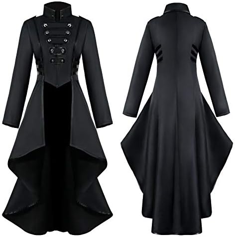 מעיל מעיל מעיל נשים מעיל תלבושות גותיות כפתור תחרה ליל כל הקדושים מחוך מעיל נשים אישה צמר צמר מעיל ארוך