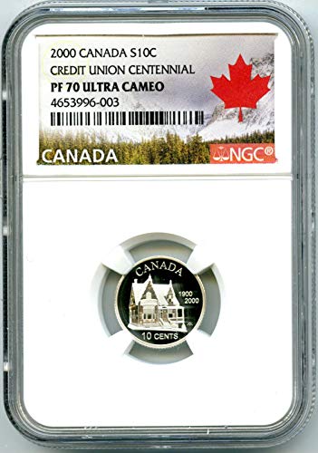 2000 הוכחת כסף קנדה 10 סנט אשראי איחוד המאה המאה האיכות איכותית PF70 NGC UCAM