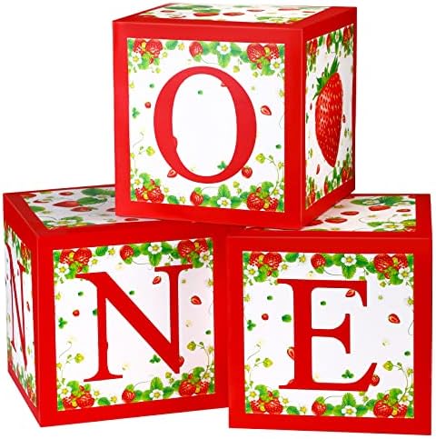 3 יחידות תות אחד בלון קופסות אדום אחד תות בלון קופסות עם חמוד תות מודפס עבור ילדה ילד תות נושאים תינוק מקלחת ראשון מסיבת יום הולדת קישוטי ספקי