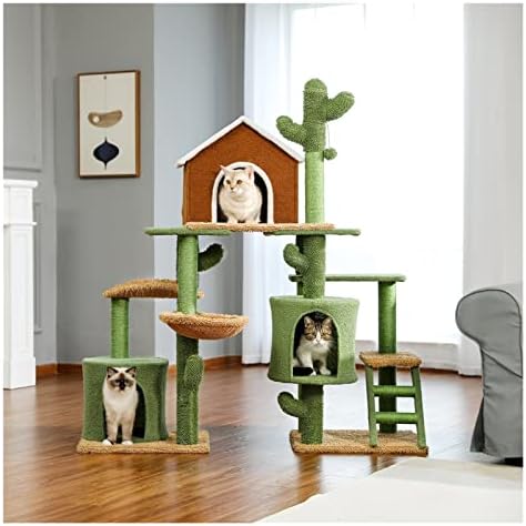 3 ב 1 חתול עץ שילוב חתול של מגדל עם גרוד חמוד קקטוס בית ריהוט עם דירה קן לחיות מחמד גרדן