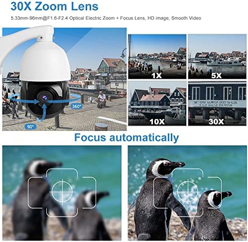 Eversecu 1080p מעקב אוטומטי מעקב אוטומטי 30x Zoom ip ptz מצלמת CCTV עם מפצל פו חיצוני, RTSP לזרם מקוון עם חזון לילה ארוך אינפרא אדום חיצוני מצלמת אבטחה במהירות גבוהה