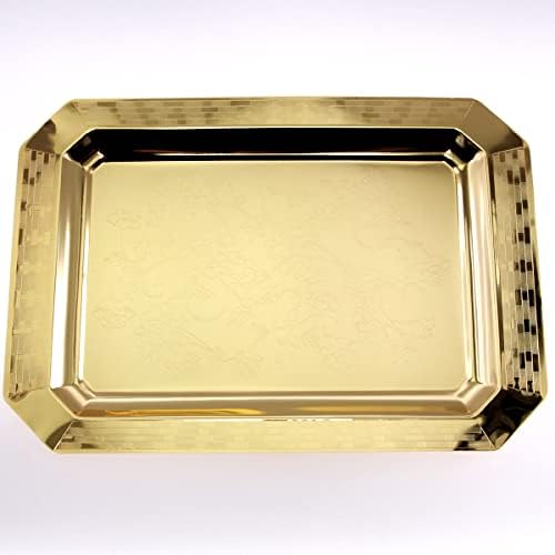 MARO MEGASTORE 20 אינץ 'x 14 אינץ' ברזל מתומן זהב הגשת מגש קצה וינטג