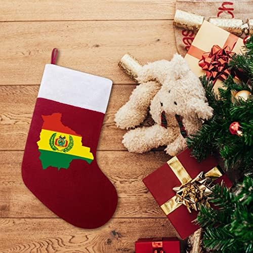 מפת דגל של בוליביה אדומה של חג המולד לחג חג המולד קישוטי הבית של גרבי עץ חג המולד גרביים תלויים