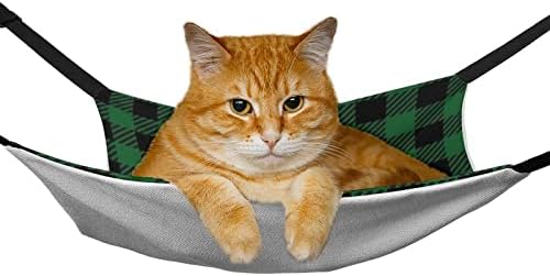 ערסל חיות מחמד משובץ באפלו ירוק מיטה תלויה מתכווננת נוחה לבעלי חיים קטנים כלבים חתולים אוגר