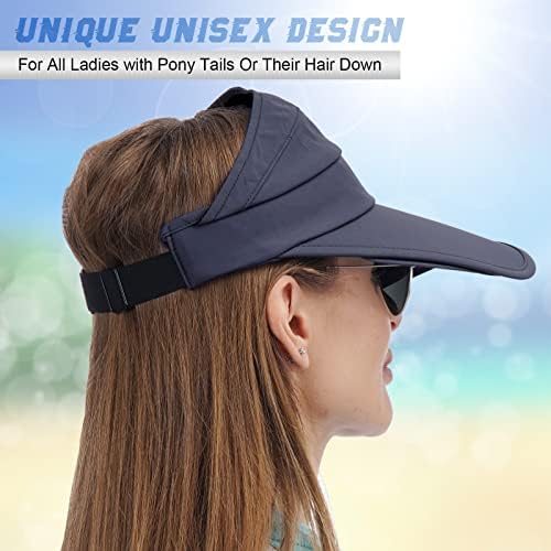 Ushakecamp Sun Visor Hat Hat נשים, כובע גולף מתכוונן עם הגנה מפני שמש רחבה נשלפת על בייסבול טניס חוף
