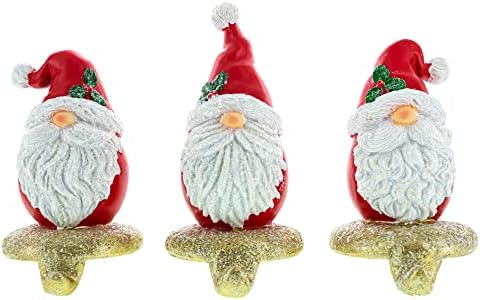 סט Bestpysanky של 3 גמדים עם מחזיקי גרב חג המולד של כובעי סנטה