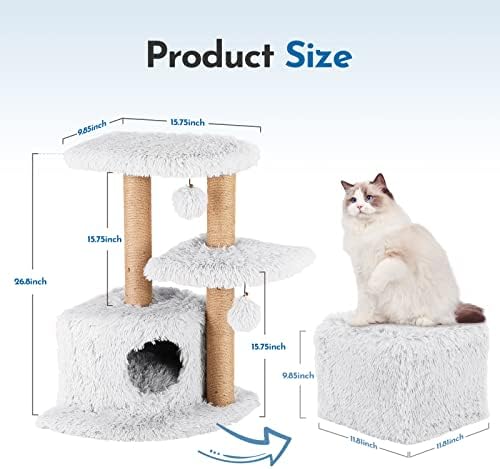 להאס חתול עץ פינת מגדל עבור מקורה קטן חתולים,דירה,גרדן הודעה,חתלתול ערסל,כדור,יוטה חבל,חמוד בית,תיבה חסון, כיף ובטוח