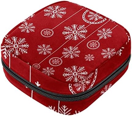 שקית אחסון מפיות סניטרית של Oryuekan, תיק תקופה ניידת לנשים בנות ווסת כוס, חג המולד של פתית שלג אדומה וינטג '