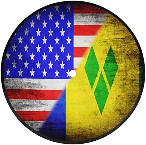 דגלים של ארהב וסנט וינסנט וה- Grenadines CD שיא קישוטי מחצלת כוס מצחיקים לשולחן הבר של המשרד הביתי