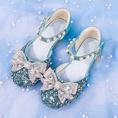 בנות נעלי שמלת נעל סוליות שטוחות נעלי ריינסטון קשתות עקב נמוך מסיבת חתונה פרחי נסיכה לנעלי נערות פרח פעוטות