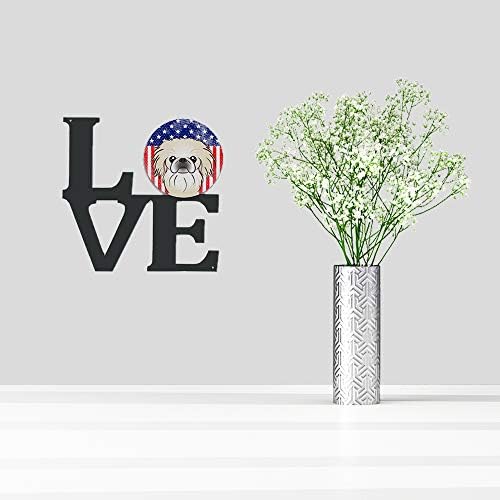 אוצרות קרוליין ב2151 דגל אמריקאי ופקינז אהבת יצירות אמנות קיר מתכת,