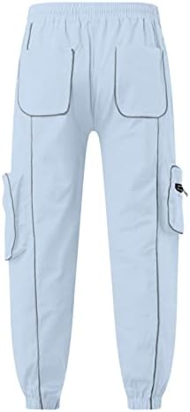 מכנסי מטען Miashui Mens רגועים בכושר עם כיסים המותניים המותניים המוצקים ומכנסיים מכנסי מטבח לגברים עבור