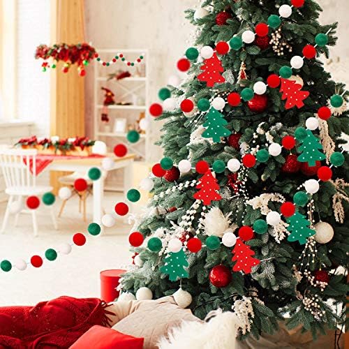 כדורי גרלנד לבד לחג המולד - 6.6 רגל ארוך 24 כדור כדורגל כדורים בגרלנד ב -3 צבעים, עץ חג מולד באורך 10.5 רגל, עץ חג המולד לסתיו חג ההודיה חג המולד לחג המולד