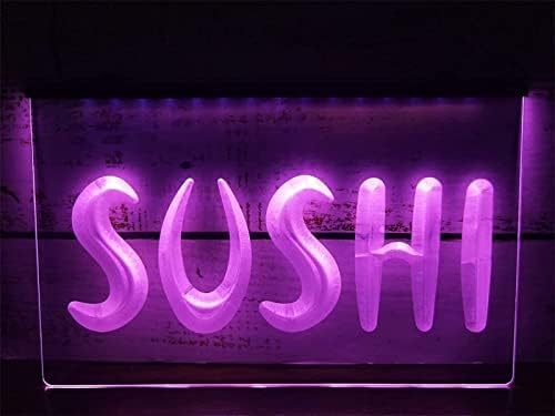 DVTEL SUSHI SHOP NEON SIGHT LED דוגמנות אור אותיות זוהרות שלט לוח אקרילי ניאון אור דקורטיבי, 60X40 סמ.