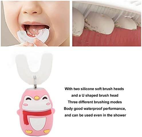 מברשת שיניים חשמלית של Dauerhaft אטומה למים, שלושה מצבי צחצוח לילדים מכונת שיניים סיליקון קריקטורה רכה לבית