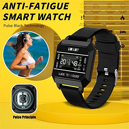 Niaviben Smart Watch HD 0.96 אינץ 'כושר ספורט כושר מד צעדים חכמים לגברים ונשים שעון דיגיטלי שחור שחור