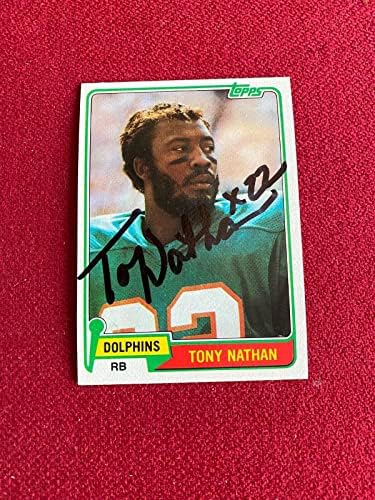 1981, טוני נתן, חתימה, טופפס טירון קלף דולפינים - כדורגל קלפי חתימה על חתימה