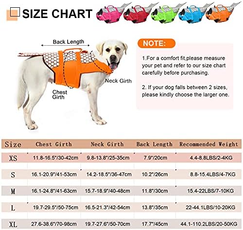 מעיל הצלה לכלבים בתולת ים ריפסטופ - מעיל הצלה מתכוונן לכלבים לכלבים קטנים, בינוניים, גדולים, אפוד בטיחות כלבים עם ציפה גבוהה וידית מעלית לשחייה ושיט