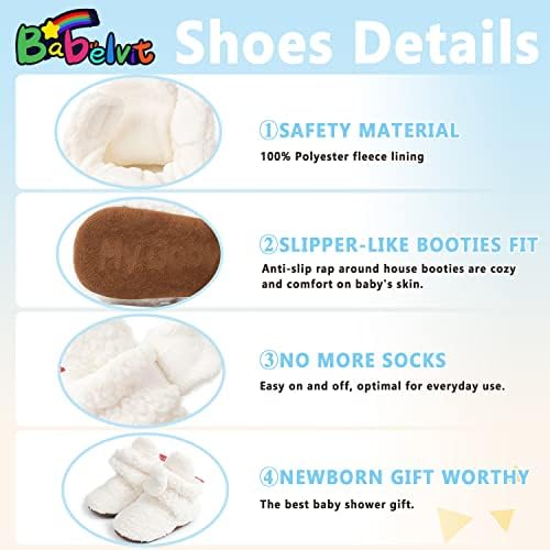 Babelvit יילוד תינוק ילד ילדה פליס רך שלל נשאר על נעלי בית תינוקות גרביים נעליים נעליים ללא החלקה פעוטות ראשונות.