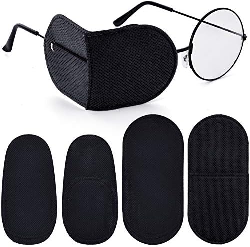 Weewooday 24 חתיכות טלאי עיניים שחורות למבוגרים משקפיים לילדים טלאים לכיסוי עין, בגודל גדול ובינוני, 4.5 x 2.2 אינץ 'ו -4 x 2 אינץ'