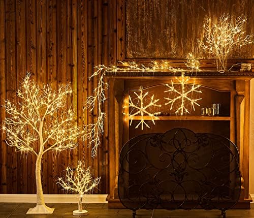ענפים מוארים של ליטבלום עם טיימר 21in 75 אורות פיות LED, ענפי עץ אלמוגים לבנים עם סוללת אורות המופעלת עבור קישוטים לחג המולד מקורה בית חיצוני.