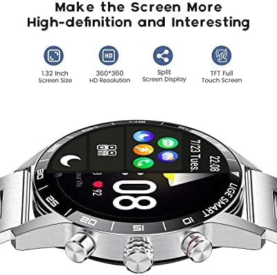 Lige Smart Watch גברים לאנדרואיד iOS Bluetooth תשובה מבצעים שיחות דופק שינה צג 1.32 מסך מגע HD IP67 אטום למים כסף נירוסטה כושר 20 ספורט מצב פעילות גשש חכם Smartwatch