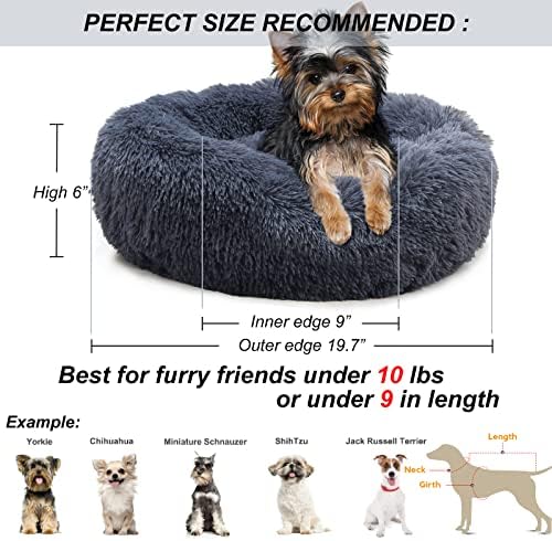 מיטת כלבים מרגיעה לכלבים קטנים מיטה רחיצה לכלבים עם חרדה, מיטת כלבים סופגנייה קטנה מחממה עצמית 20 אינץ
