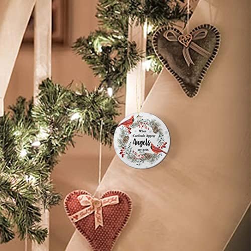 קישוטי חג המולד של Xiagina Cardinal-כאשר קרדינל מופיעים מלאכים נמצאים בסמוך לקישוטי עץ חג המולד נוכחים קישוטים קרמיקה מעגל שטוחה 3in