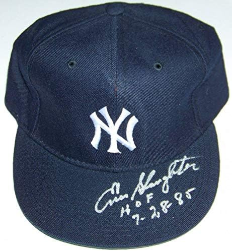 מאוד יפה! Enos Slaught Hof 7-28-85 חתום כובע בייסבול כובע בייסבול PSA COA-כובעי MLB עם חתימה