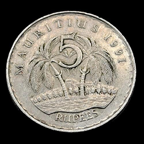 מאוריציוס 5 מטבע רופי שנה אקראי קוקו אופי מטבע אפריקני 31 ממ נחושת ניקל KM56 ישן